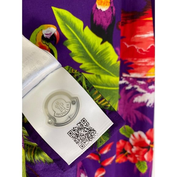 Moncler Genius Shirt Men's 8 Palm Angels Tropical Print Button Up - Picture 8 of 9
